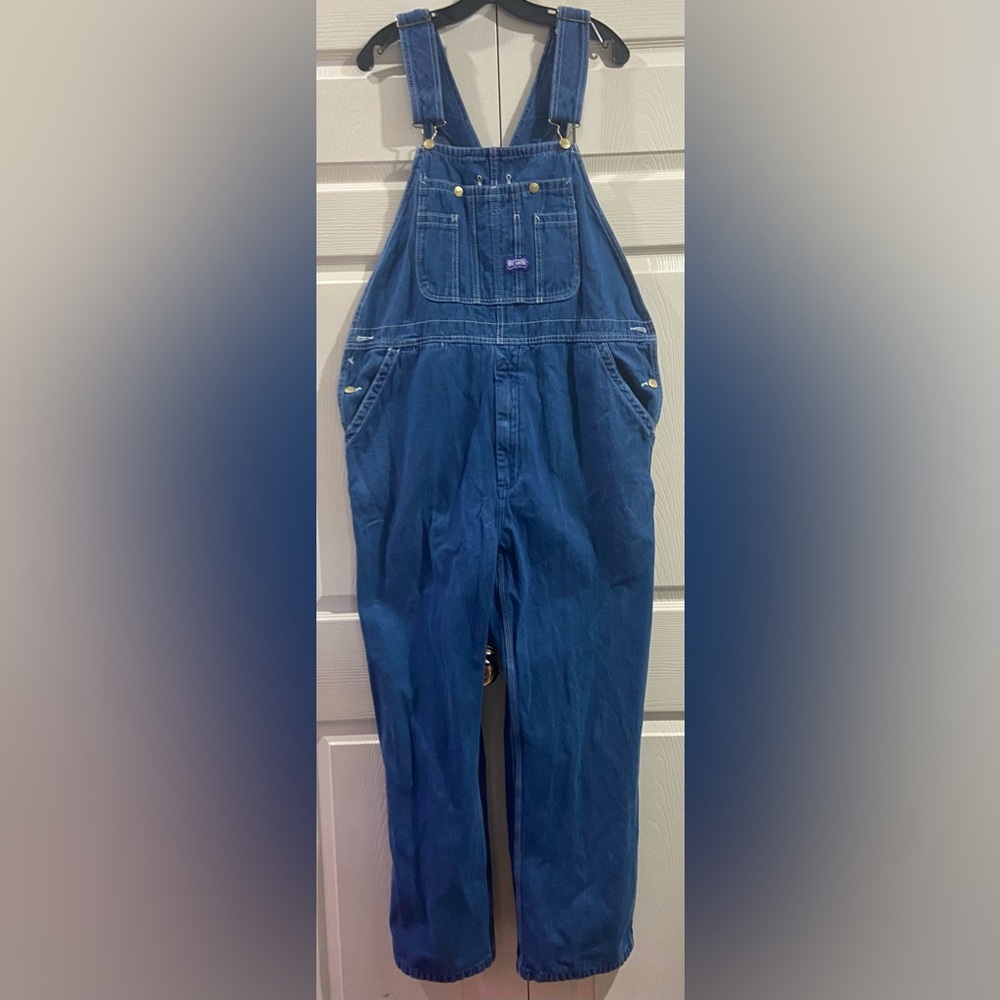 Big Smith Bib Overalls Men Sz 40x30 Blue Denim Mechanical Farmer